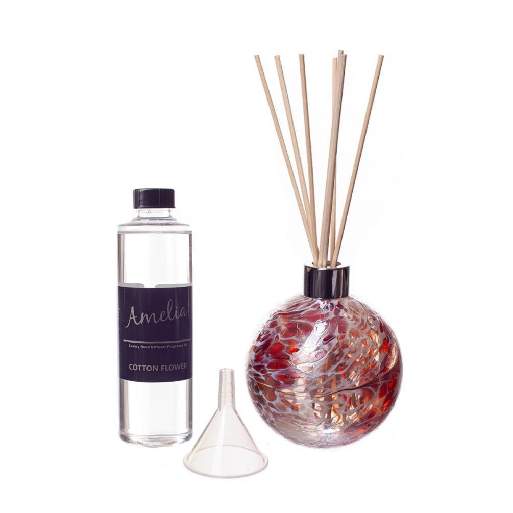 Amelia Art Glass Red & White Crackled Iridescence Reed Diffuser Gift Set  £35.99